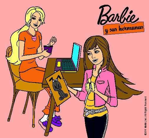 Barbie y su hermana merendando