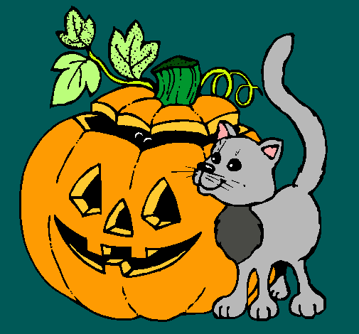 Calabaza y gato