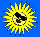 Dibujo Sol con gafas de sol pintado por lreto