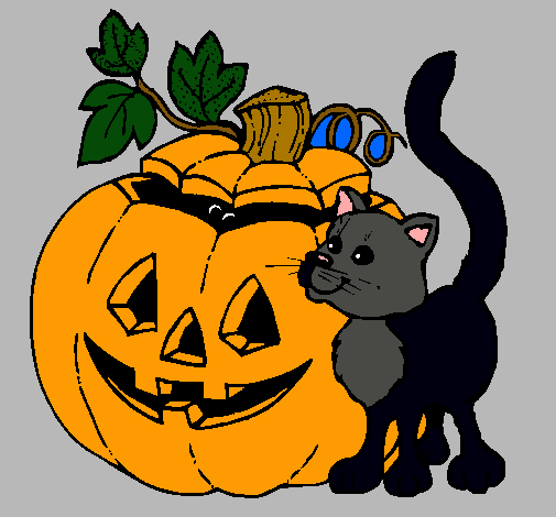 Calabaza y gato