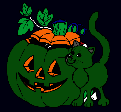 Calabaza y gato