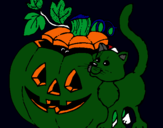 Dibujo Calabaza y gato pintado por MICHRL