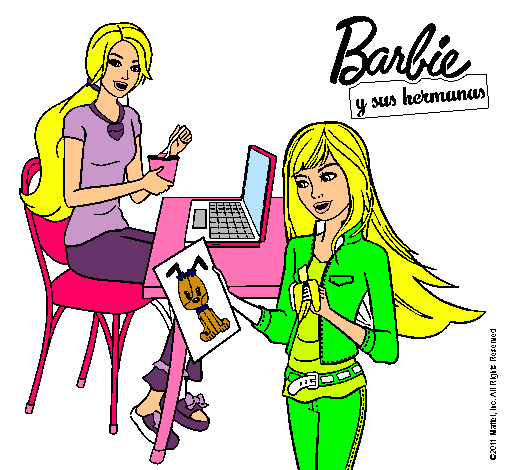 Barbie y su hermana merendando