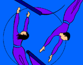 Dibujo Trapecistas saltando pintado por balance