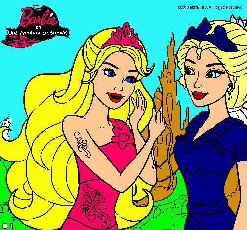 Dibujo Barbie se despiede de la reina sirena pintado por Sherryell