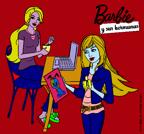 Barbie y su hermana merendando