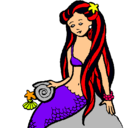 Dibujo Sirena con caracola pintado por txanahy