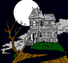 Dibujo Casa encantada pintado por hallowen