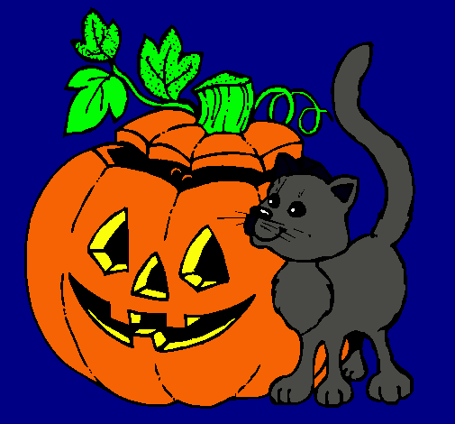 Calabaza y gato