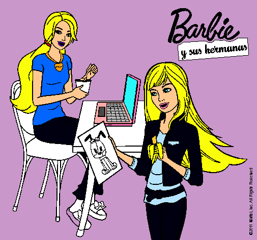 Barbie y su hermana merendando