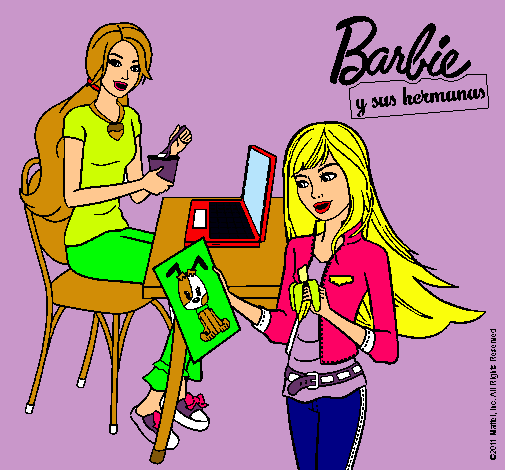 Dibujo De Barbie Y Su Hermana Merendando Pintado Por Aropop En Dibujos