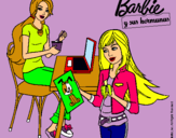 Dibujo Barbie y su hermana merendando pintado por princesa46