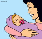 Dibujo Madre con su bebe II pintado por neyen
