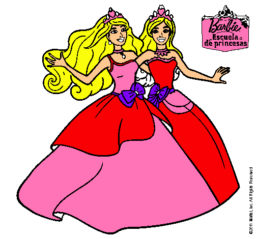 Dibujo Barbie y su amiga súper felices pintado por isabela07