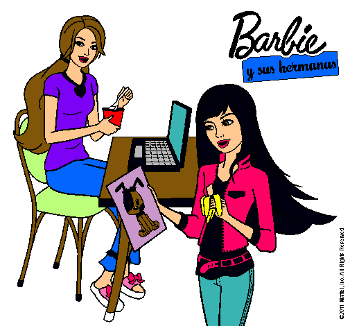 Barbie y su hermana merendando