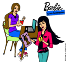 Dibujo Barbie y su hermana merendando pintado por Baila