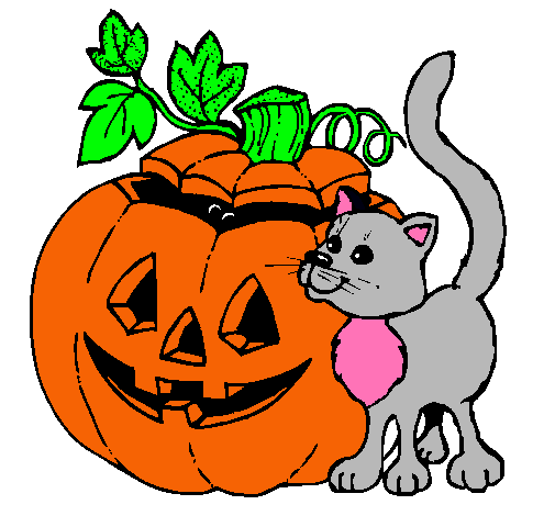 Calabaza y gato