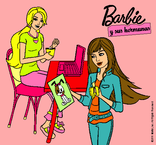 Dibujo De Barbie Y Su Hermana Merendando Pintado Por En Dibujos Net El D A