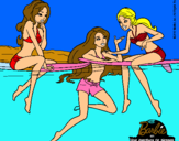 Dibujo Barbie y sus amigas pintado por ltty