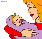 Dibujo Madre con su bebe II pintado por mikithu
