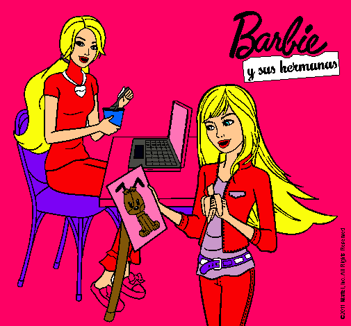 Barbie y su hermana merendando