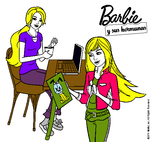 Barbie y su hermana merendando