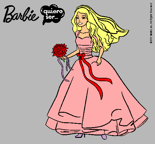 Dibujo Barbie vestida de novia pintado por Mari_