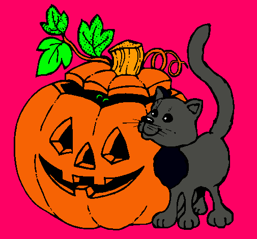 Calabaza y gato