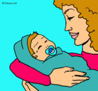 Dibujo Madre con su bebe II pintado por s