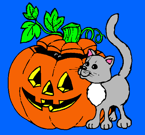 Calabaza y gato