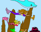 Dibujo Barbie nadando con sirenas pintado por tabita40