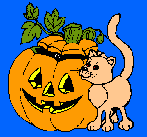 Calabaza y gato