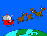Dibujo Papa Noel repartiendo regalos 3 pintado por dedhani