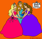 Dibujo Barbie y sus amigas princesas pintado por xdddd