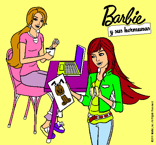 Barbie y su hermana merendando