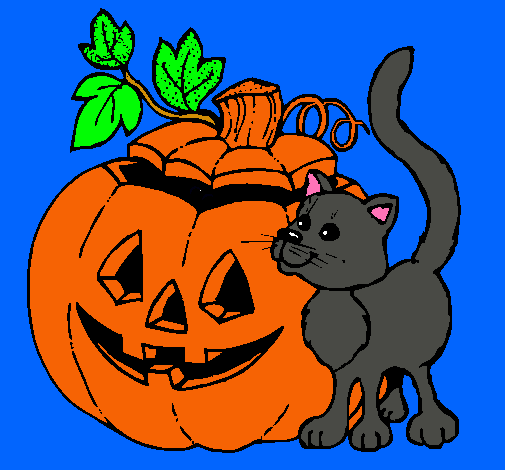 Calabaza y gato