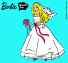 Dibujo Barbie vestida de novia pintado por p999