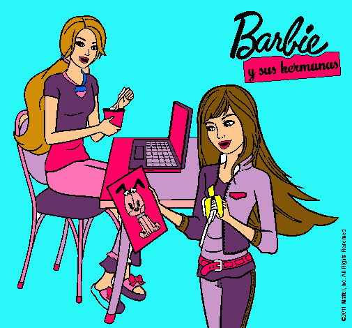 Barbie y su hermana merendando