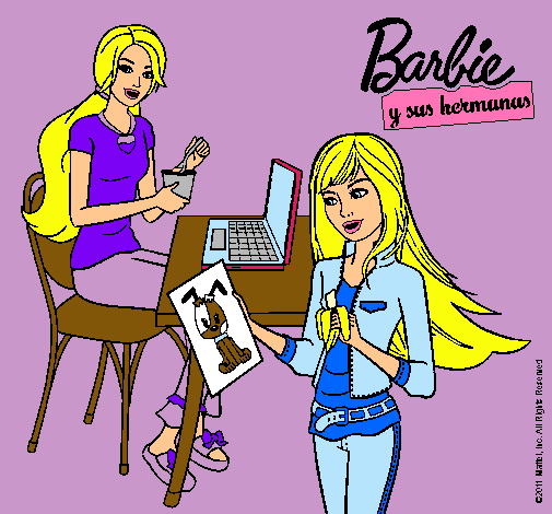 Barbie y su hermana merendando