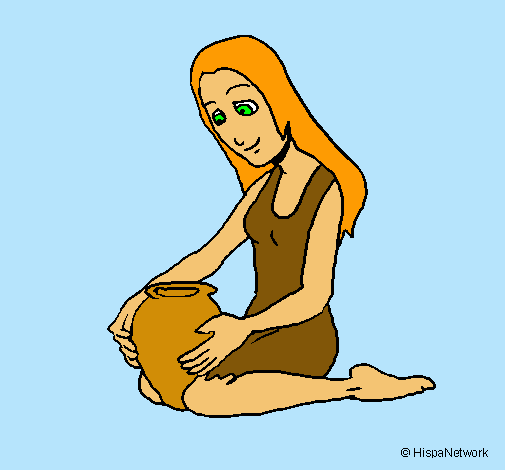 Dibujo Mujer y jarrón pintado por isabel-11