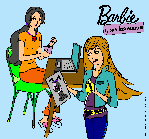 Barbie y su hermana merendando