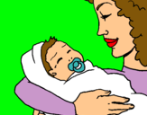 Dibujo Madre con su bebe II pintado por konb