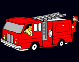 Dibujo Bomberos en el camión pintado por bomberman