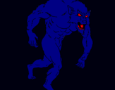 Dibujo Hombre lobo pintado por diente