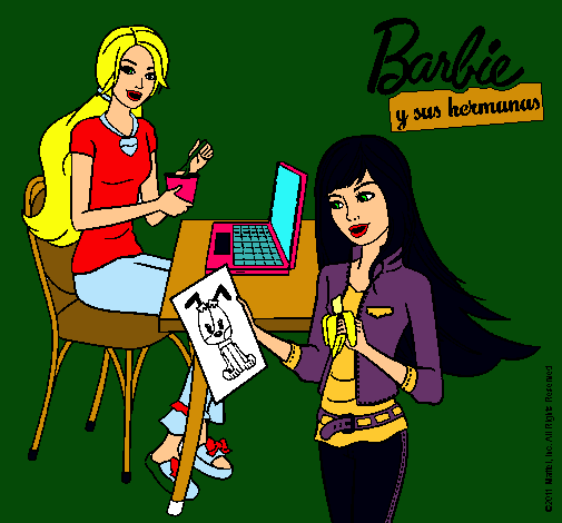 Barbie y su hermana merendando