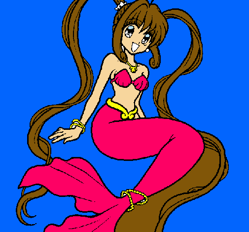 Dibujo Sirena con perlas pintado por cmss