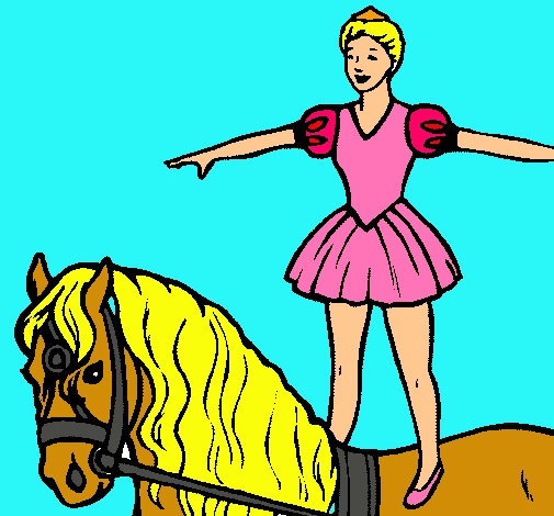 Dibujo Trapecista encima de caballo pintado por txanahy