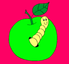 Dibujo Manzana con gusano pintado por beker