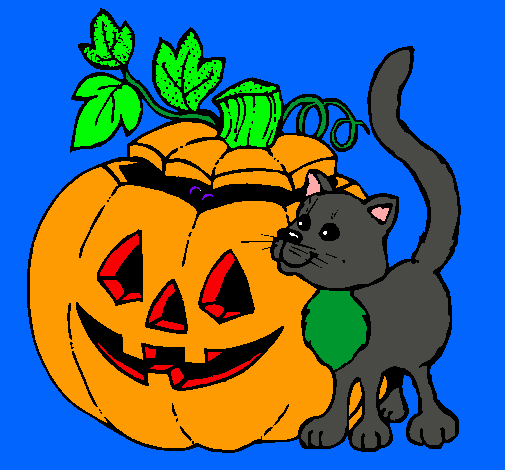 Calabaza y gato