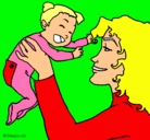 Dibujo Madre con su bebe pintado por nerina